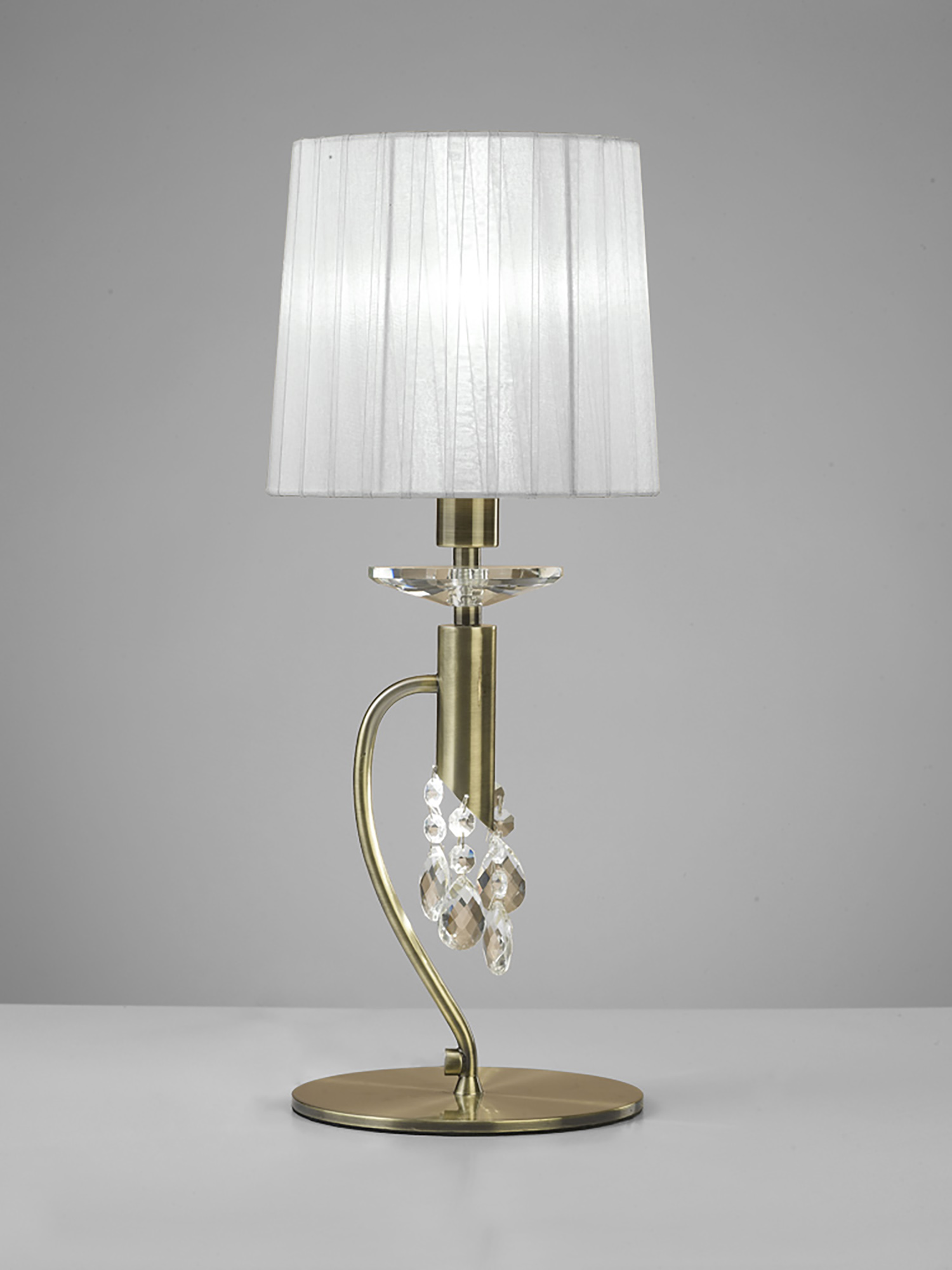 Tiffany Antique Brass-White Crystal Table Lamps Mantra Shaded Table Lamps